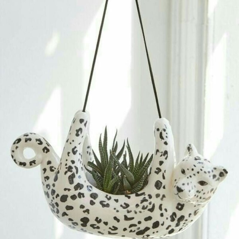 Large Snow Leopard Hanging Planter