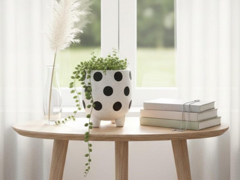 Black Polka Dot Planter (Set Of 2)