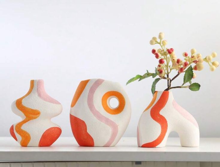 Colourful Decorative Vases (Set Of 3)